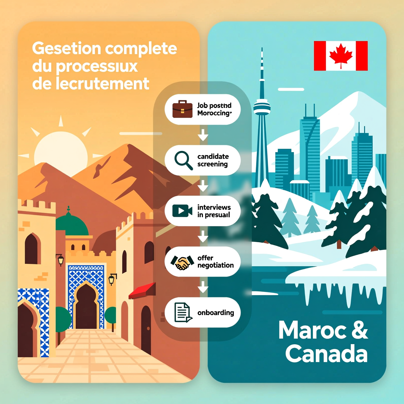 Gestion complète du processus de recrutement Maroc & Canada